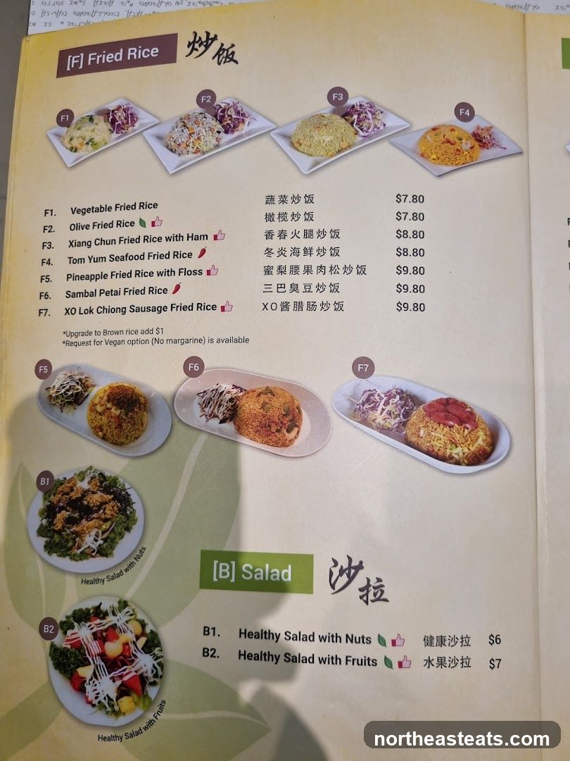 Fried Rice and Salad Menu