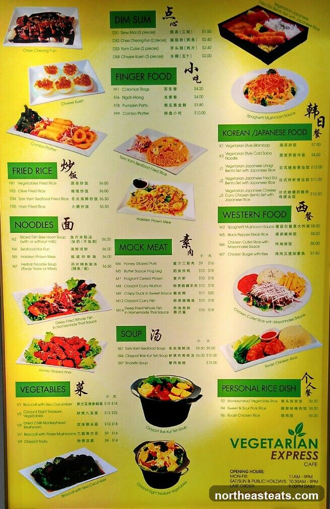 Vegetarian Express Cafe Menu