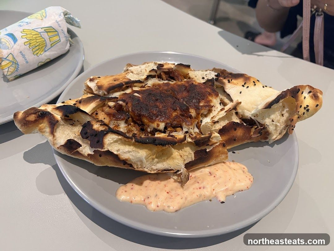 Pide with Dip and Wrapped Fries