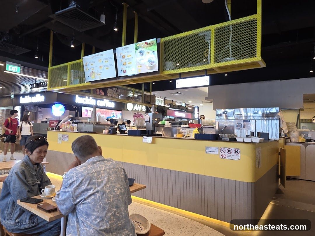 Food court counter with menu boards