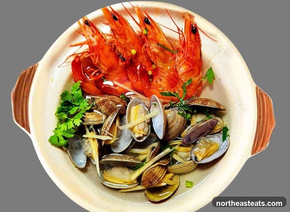 Steamed Prawns and Clams