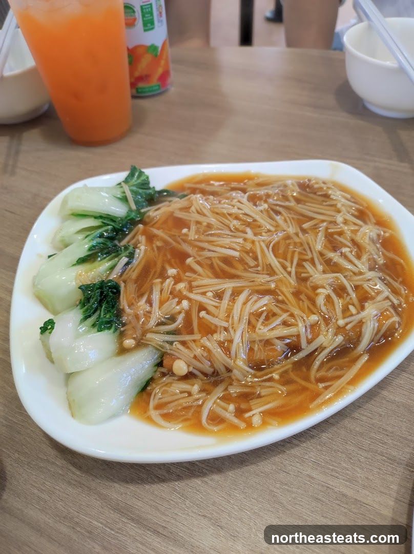Enoki Mushrooms and Bok Choy