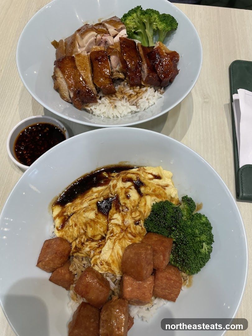 Two Rice Bowls with Meat and Broccoli
