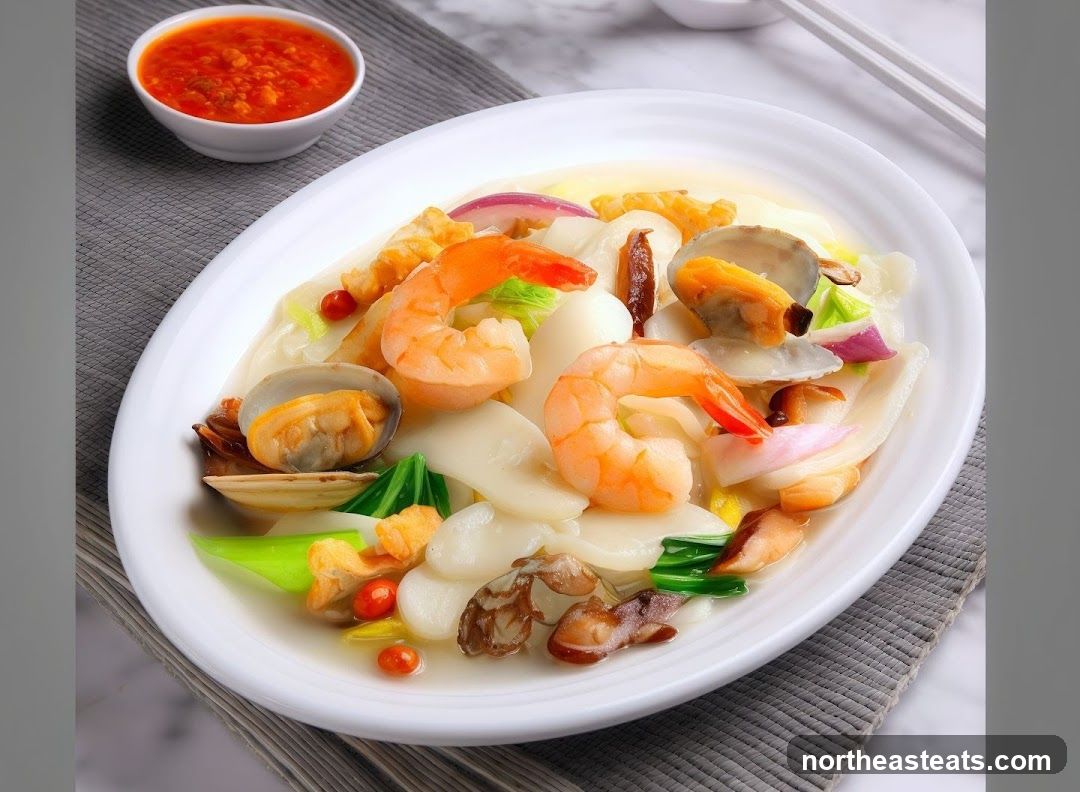 Seafood and Rice Cake Dish