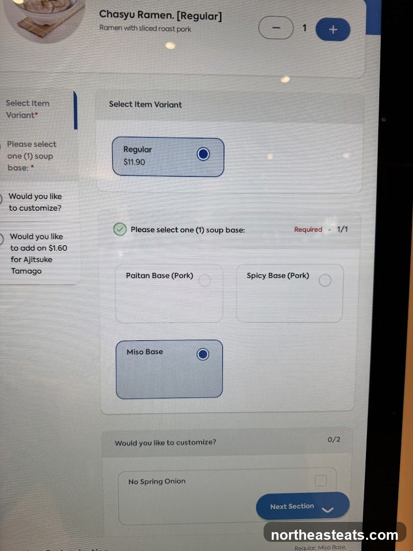 Chasyu Ramen Order Customization