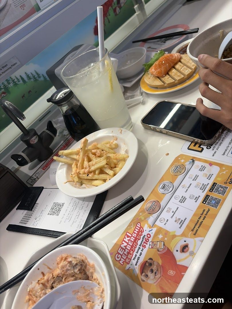 Table with food and promotional material