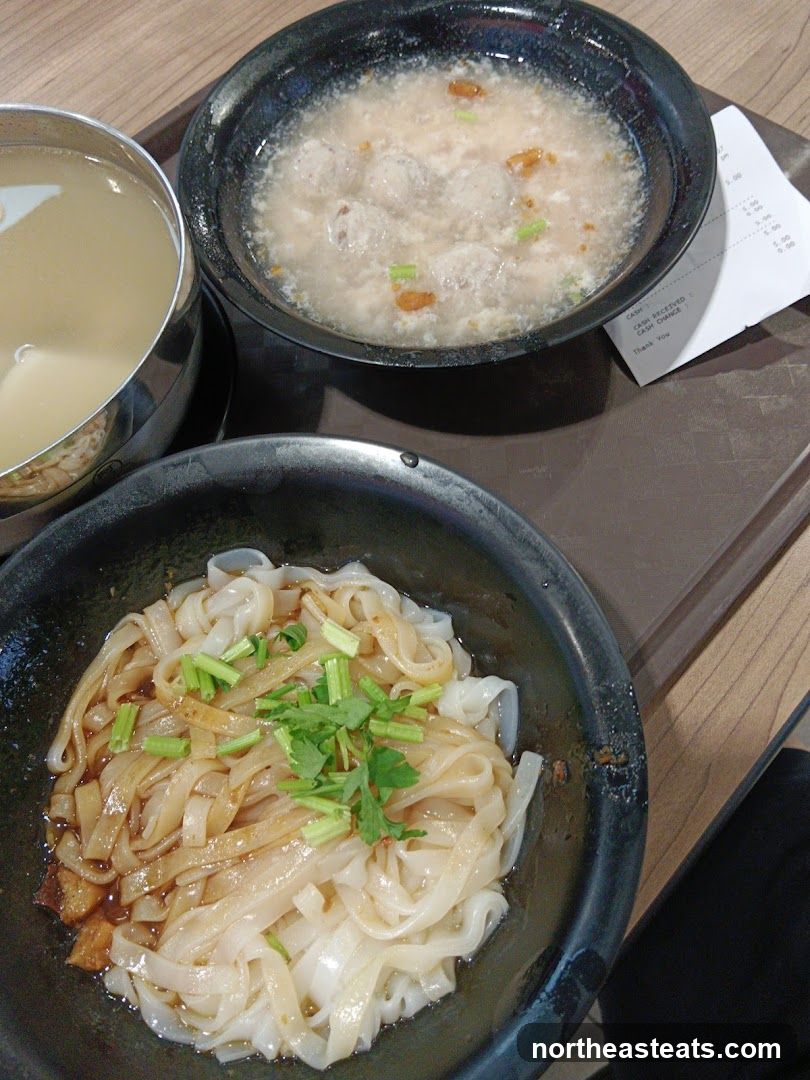 Noodles and Soup with Meatballs