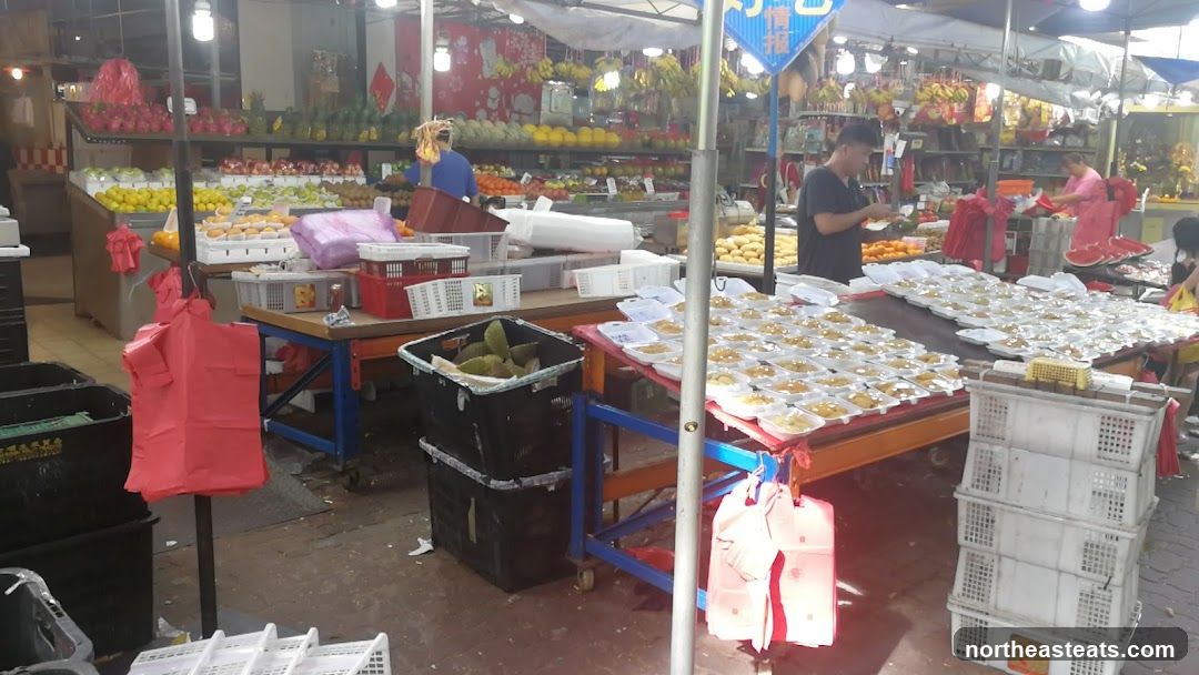 Market Stall with Fruits and Prepared Food