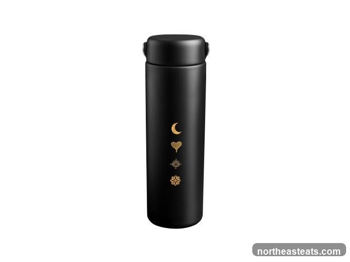 Black Tumbler with Celestial and Floral Designs