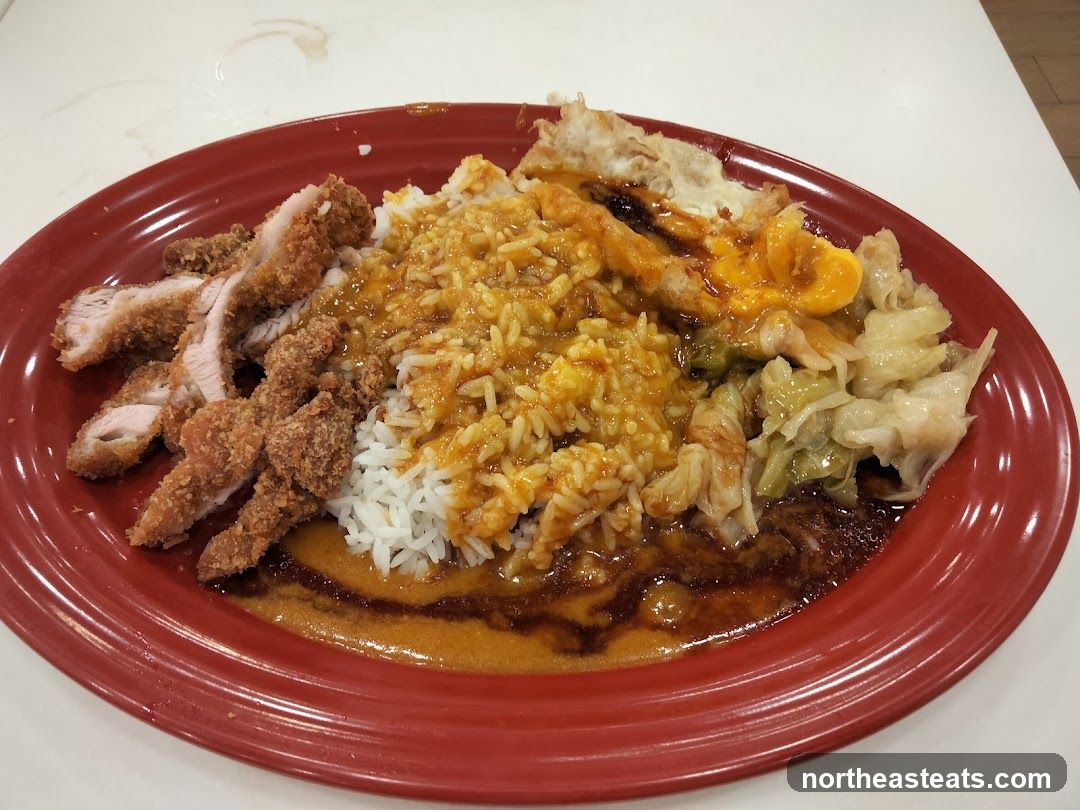 Breaded Pork Cutlet with Rice and Curry