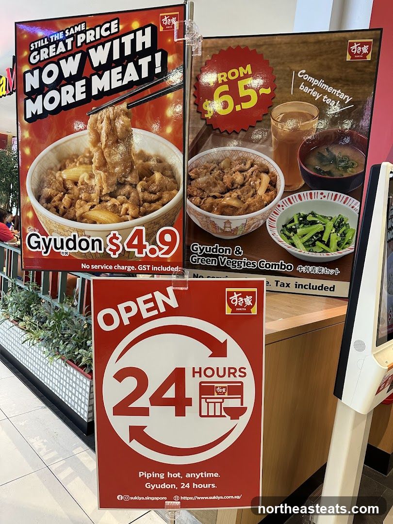Promotional posters for Sukiya restaurant