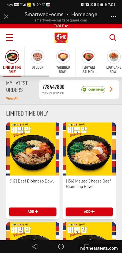 Sukiya Online Menu