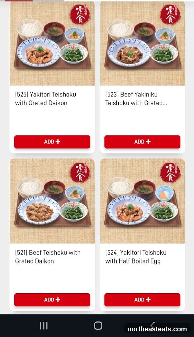 Teishoku Menu