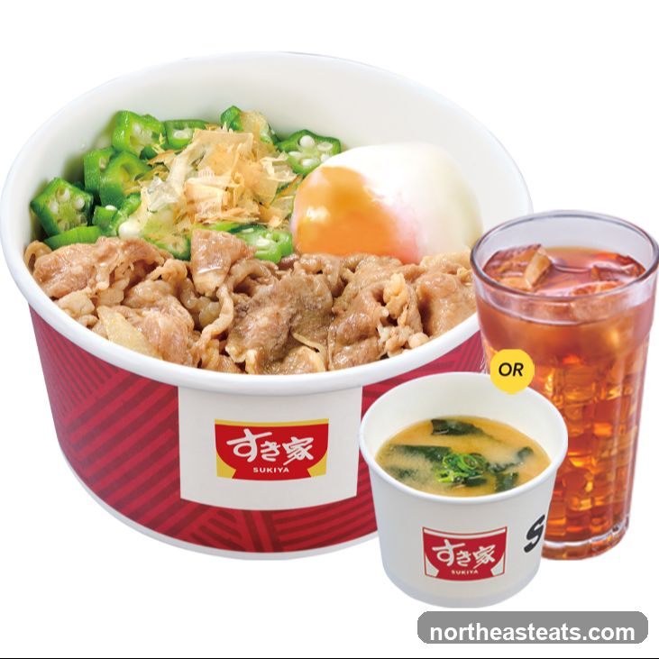 Beef bowl with okra and egg