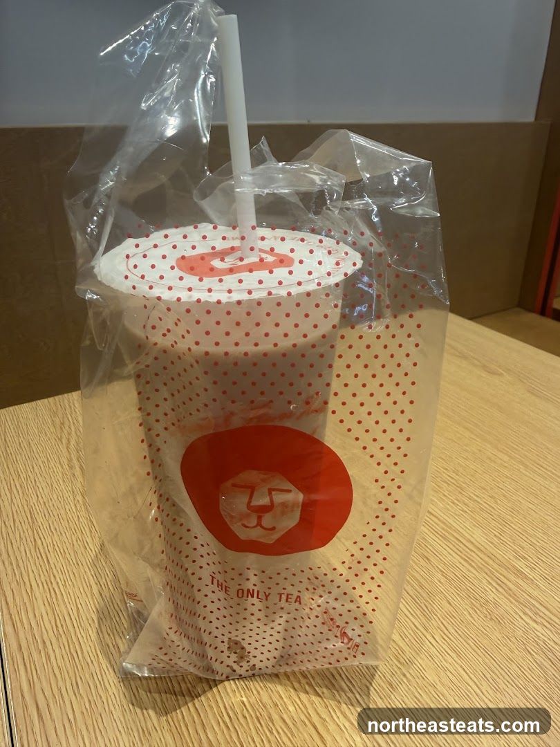 Beverage in branded bag