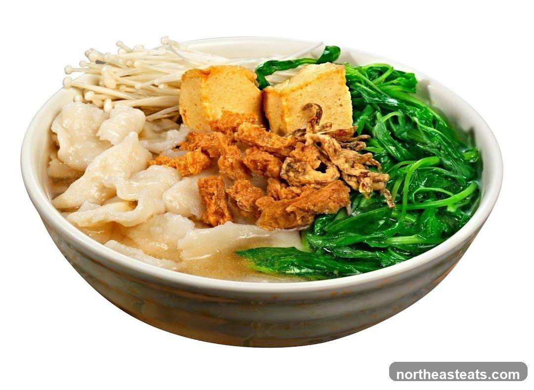 Noodle Soup with Fish Slices and Vegetables
