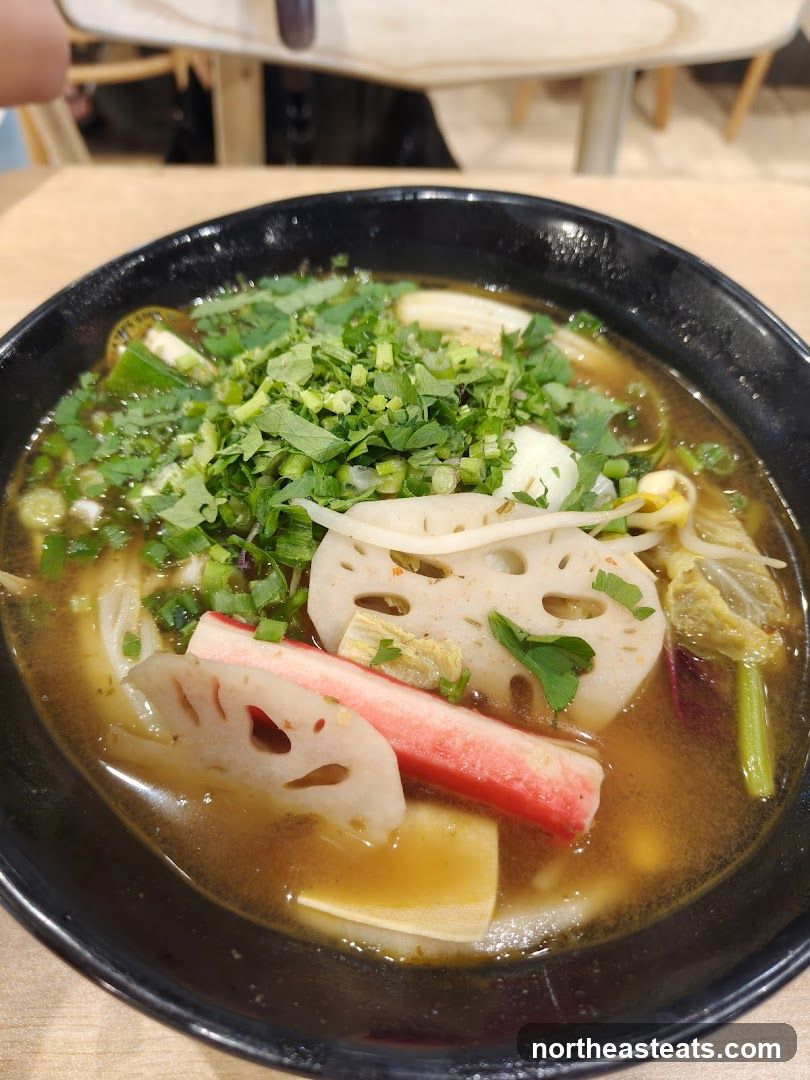 Noodle Soup with Lotus Root and Crab Stick