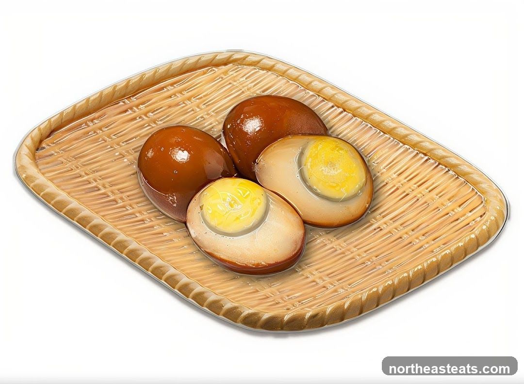 Tea Eggs on a Wicker Tray