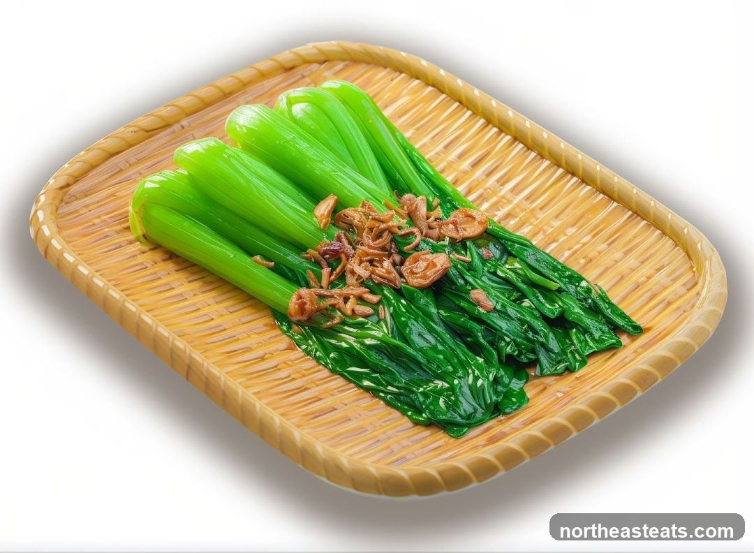 Steamed Greens with Fried Garlic
