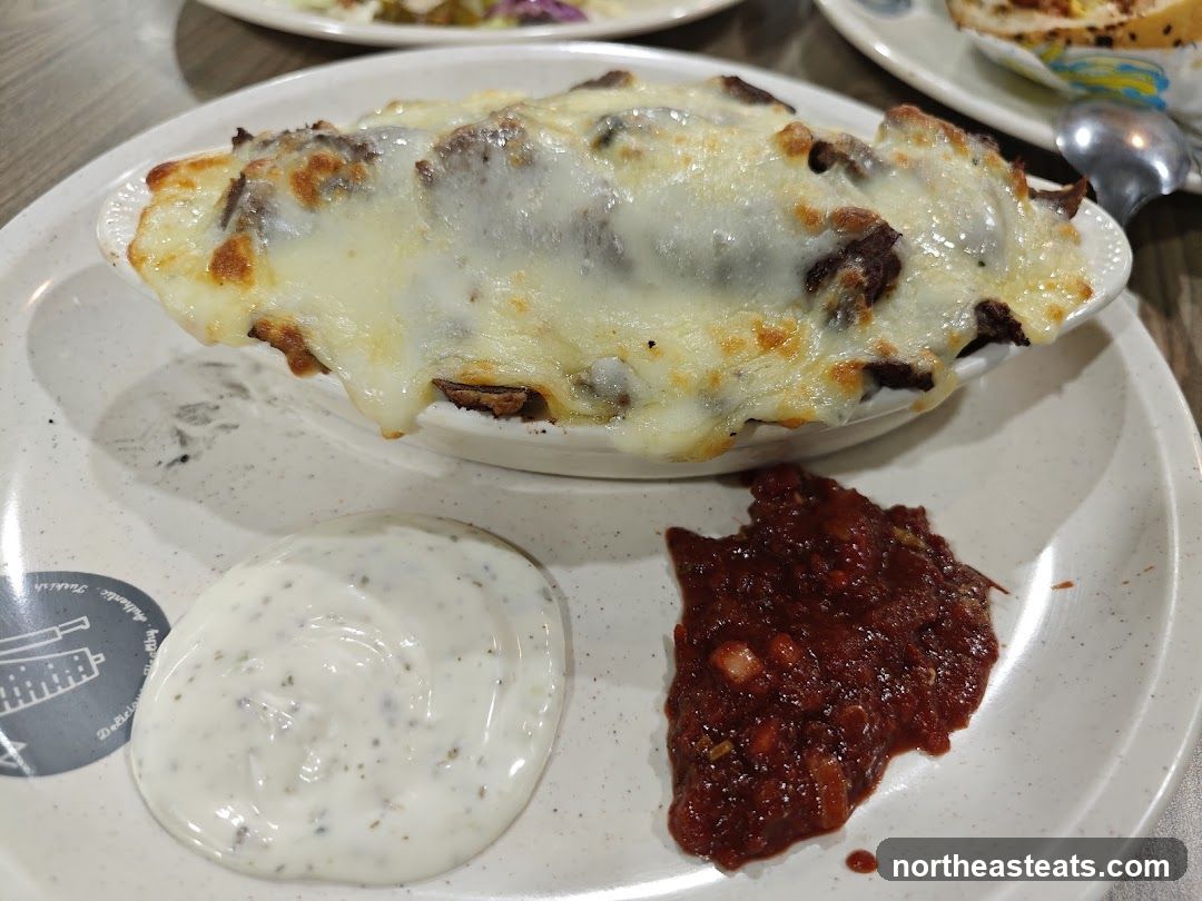 Cheesy Meat Dish with Dips
