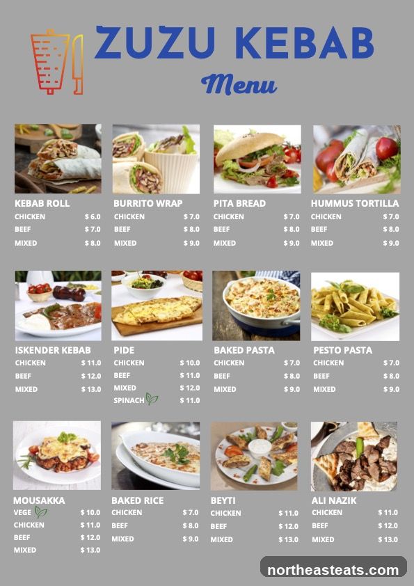 ZUZU KEBAB Menu