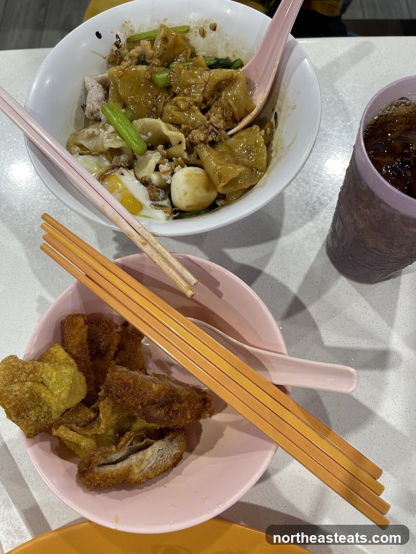 Noodles and Fried Wontons