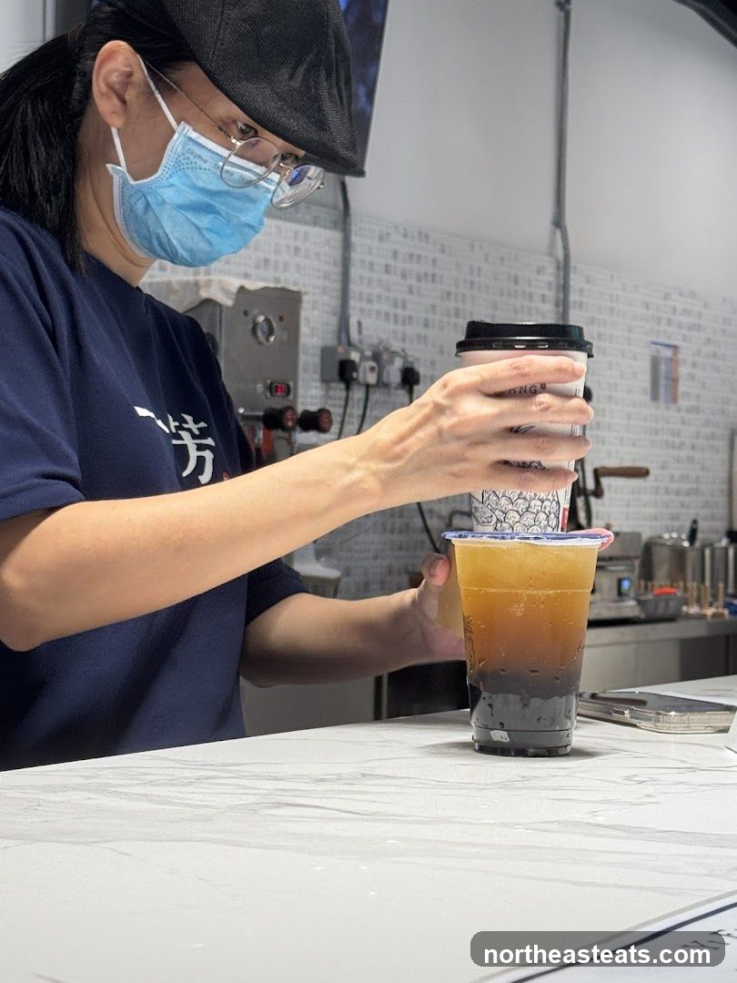 Barista preparing a drink