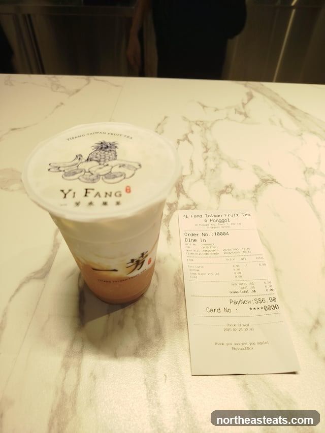 Yi Fang Taiwan Fruit Tea Receipt and Drink