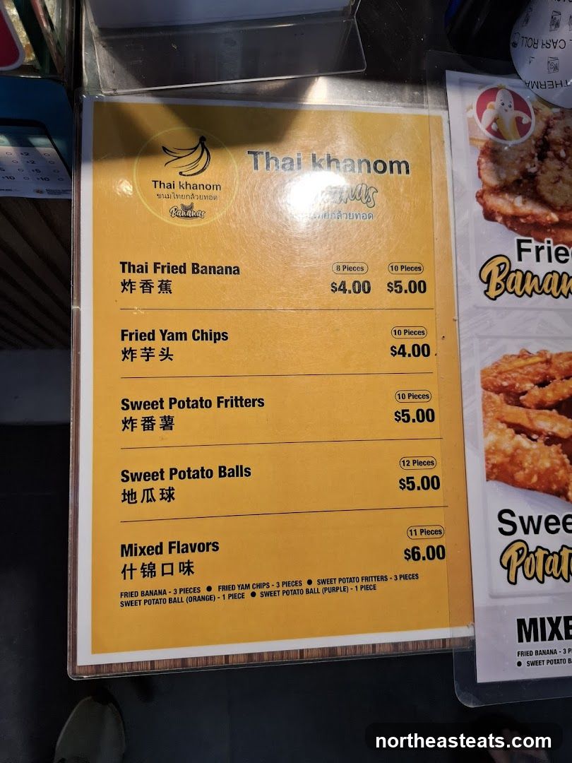 Thai khanom Menu