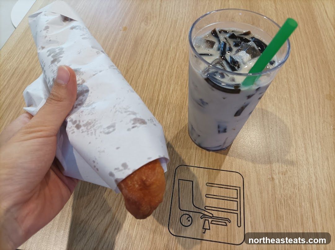 Fried pastry and drink