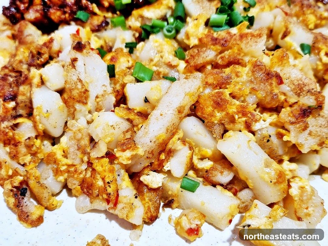 Fried Carrot Cake with Egg and Scallions