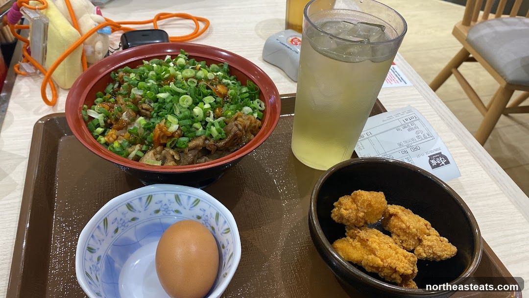 Japanese Meal with Fried Chicken and Egg