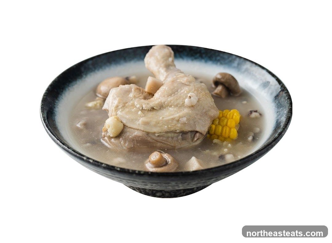 Chicken Soup with Mushrooms and Corn
