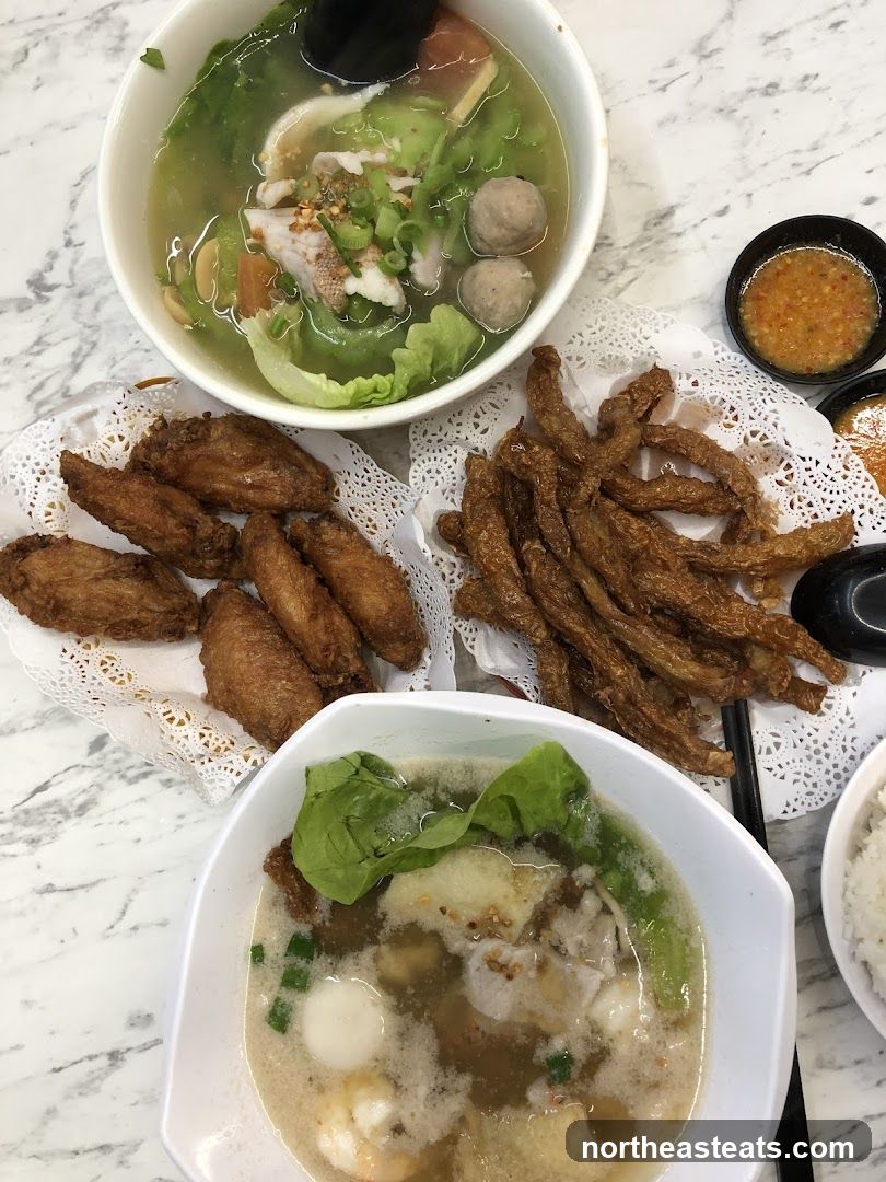 Assorted Fried and Soupy Dishes