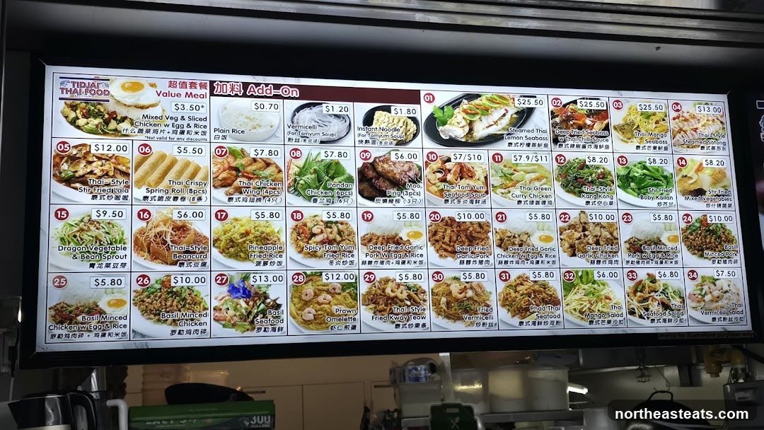 Tidjai Thai Food Menu