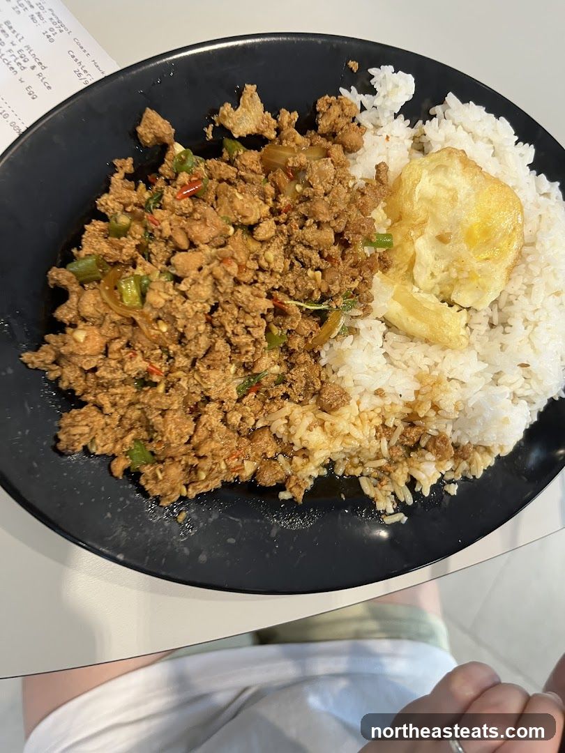 Minced Basil Chicken with Egg and Rice