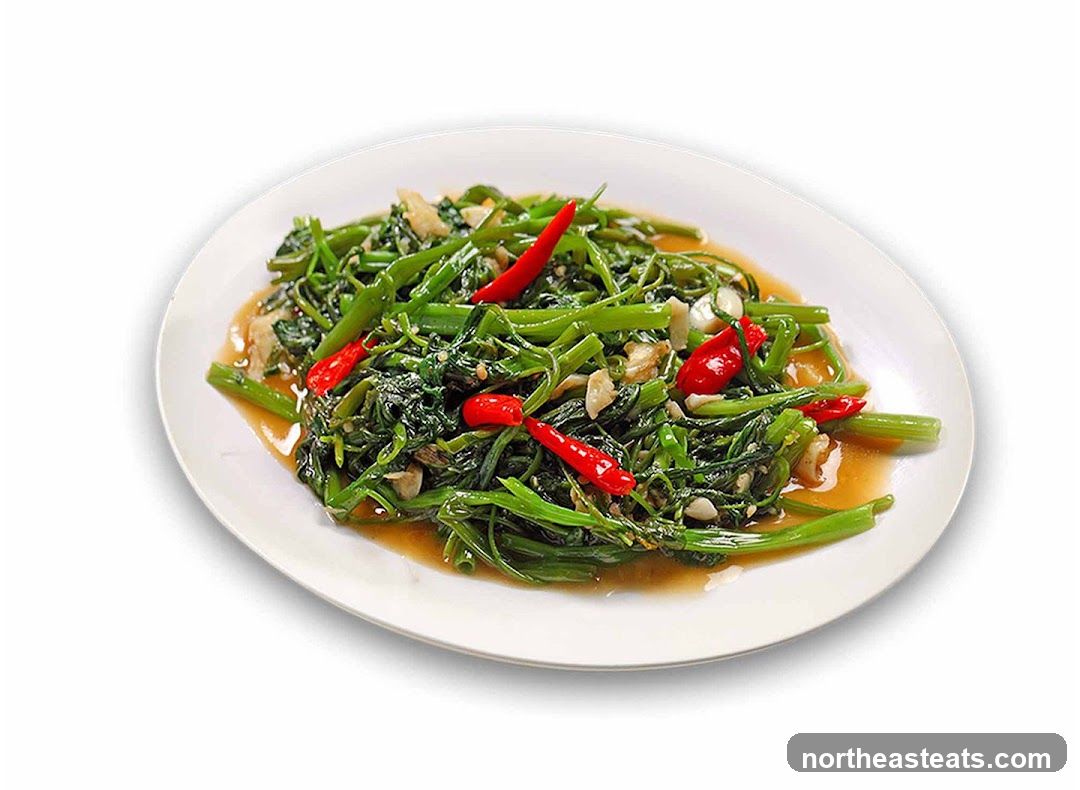 Stir-fried Water Spinach with Chili and Garlic