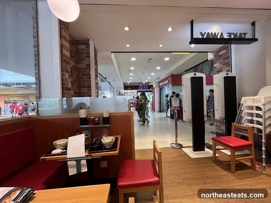Restaurant Interior with Takeaway Sign