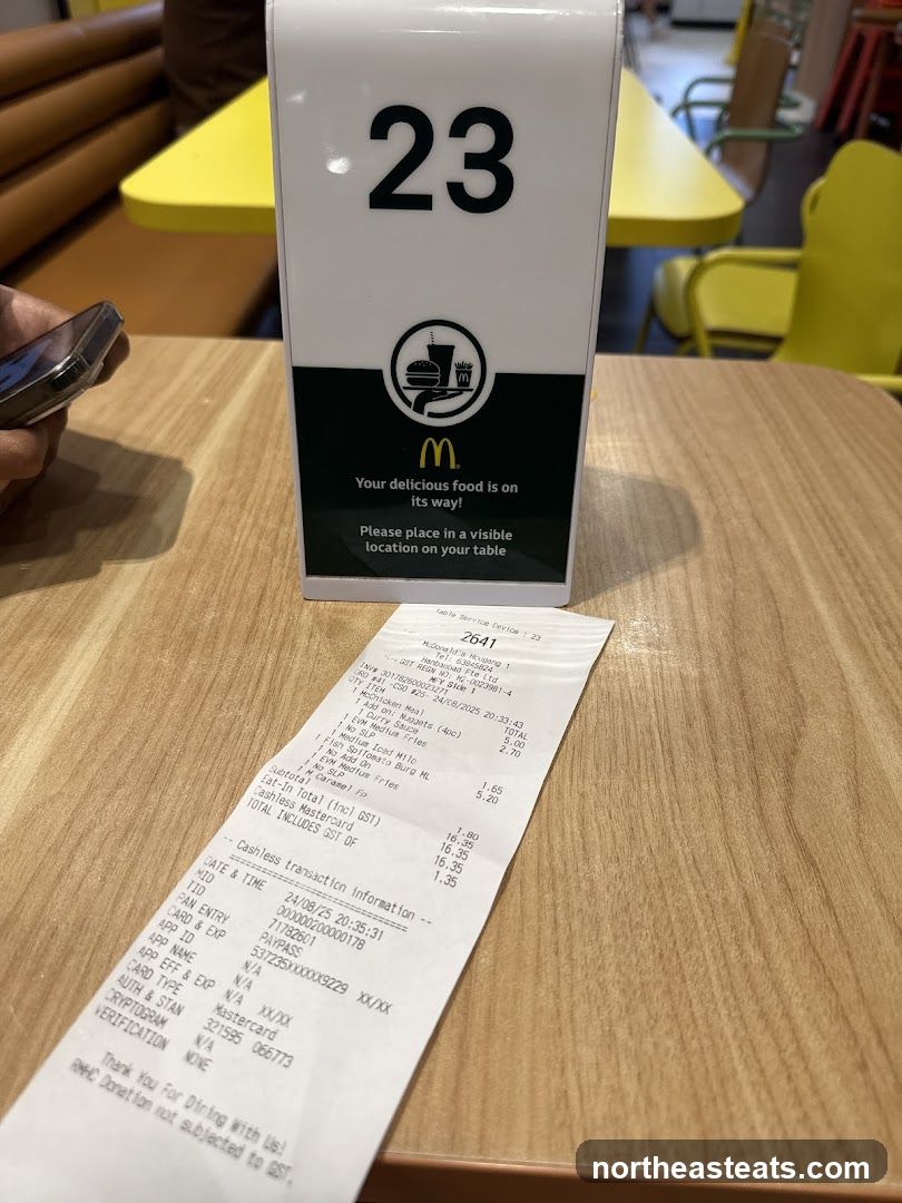 McDonald's Receipt and Table Number