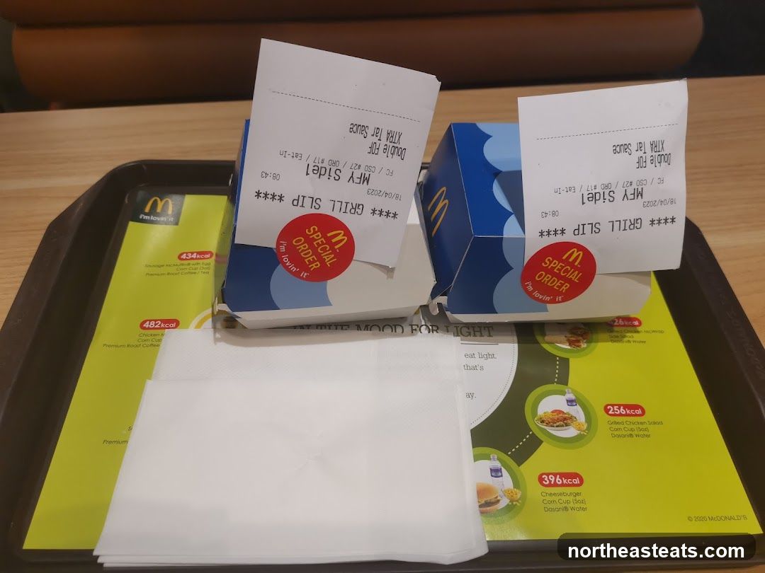 McDonald's Tray with Food and Receipts
