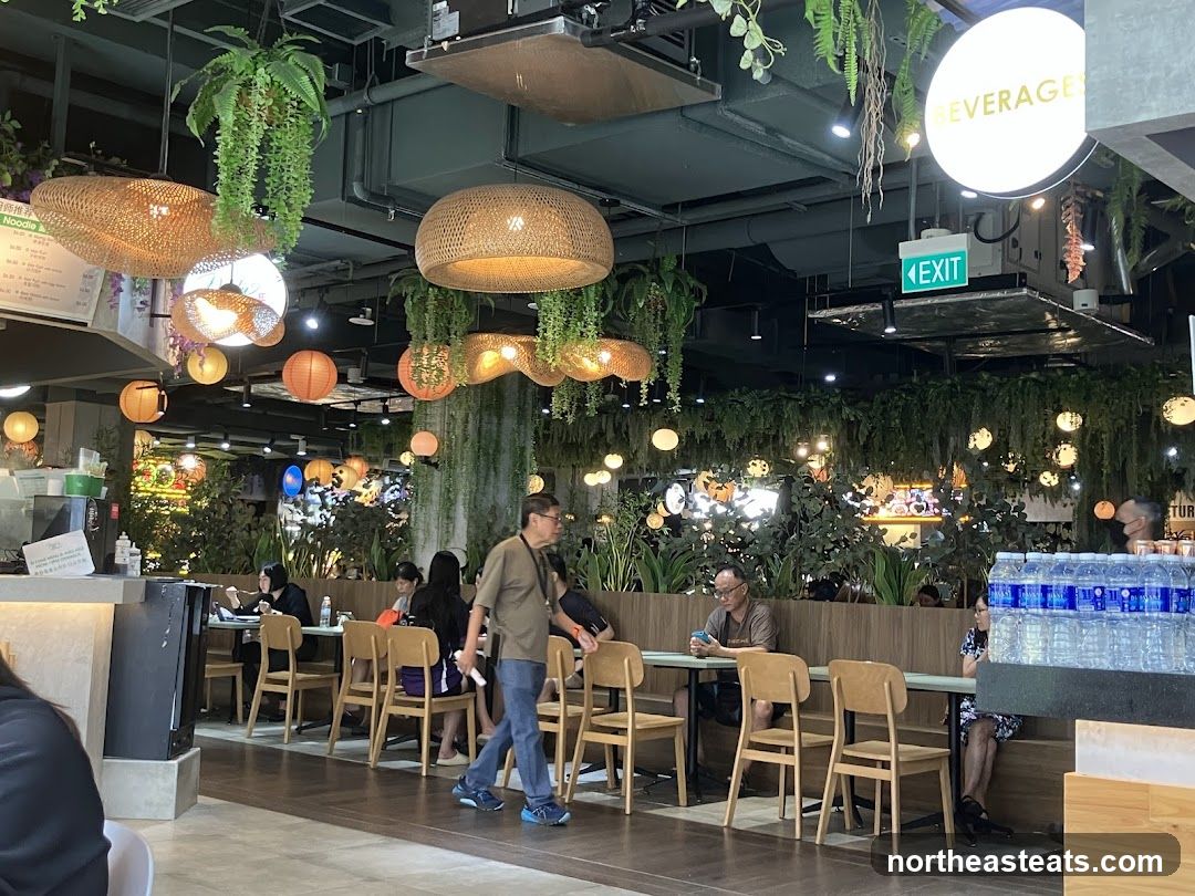 Indoor Food Court with Lush Greenery