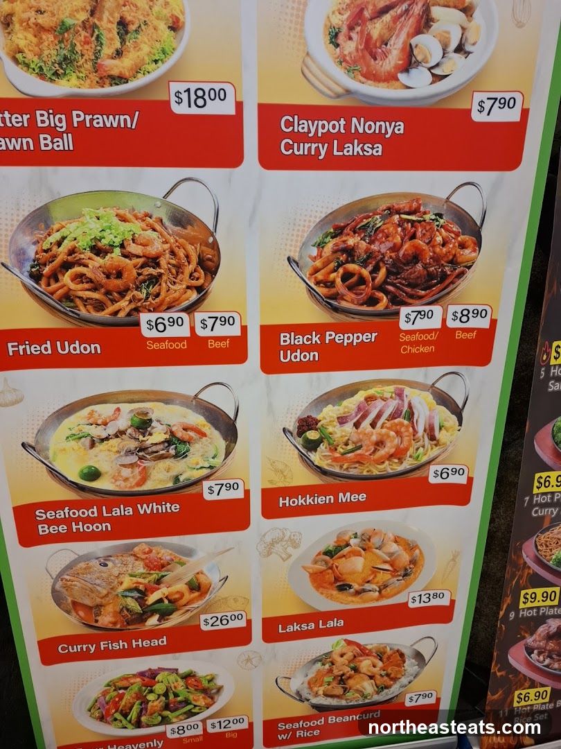 Menu with various dishes
