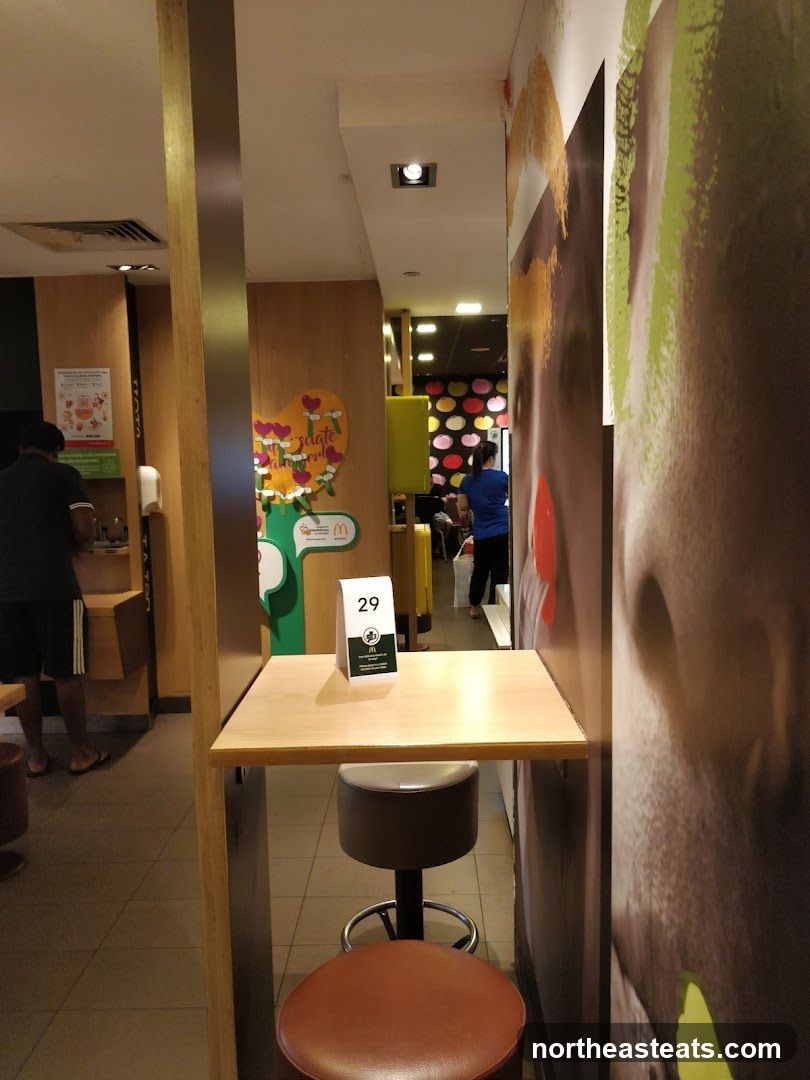 McDonald's Interior with Table and Stools