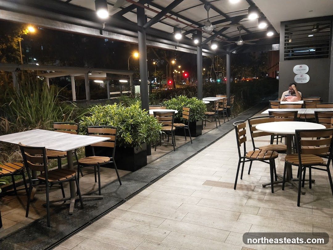 Outdoor Seating Area at Night