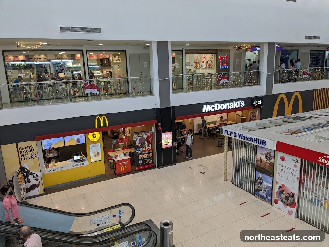 McDonald's and other shops in a mall
