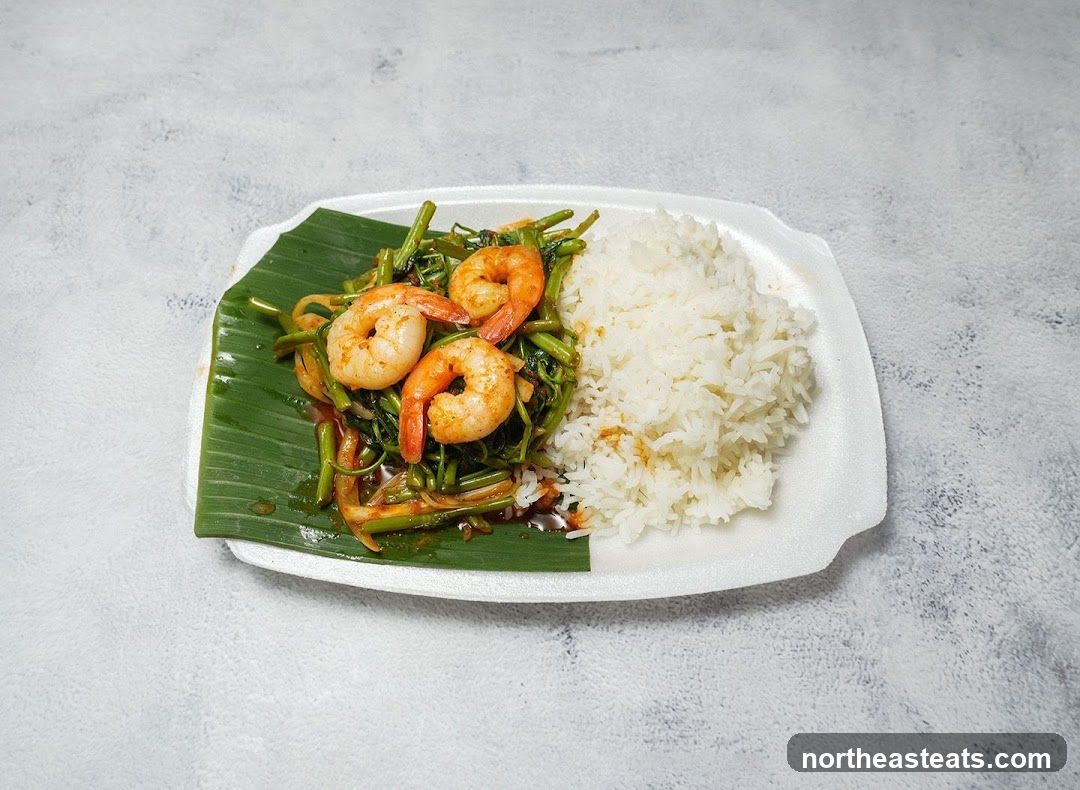 Shrimp and Water Spinach with Rice