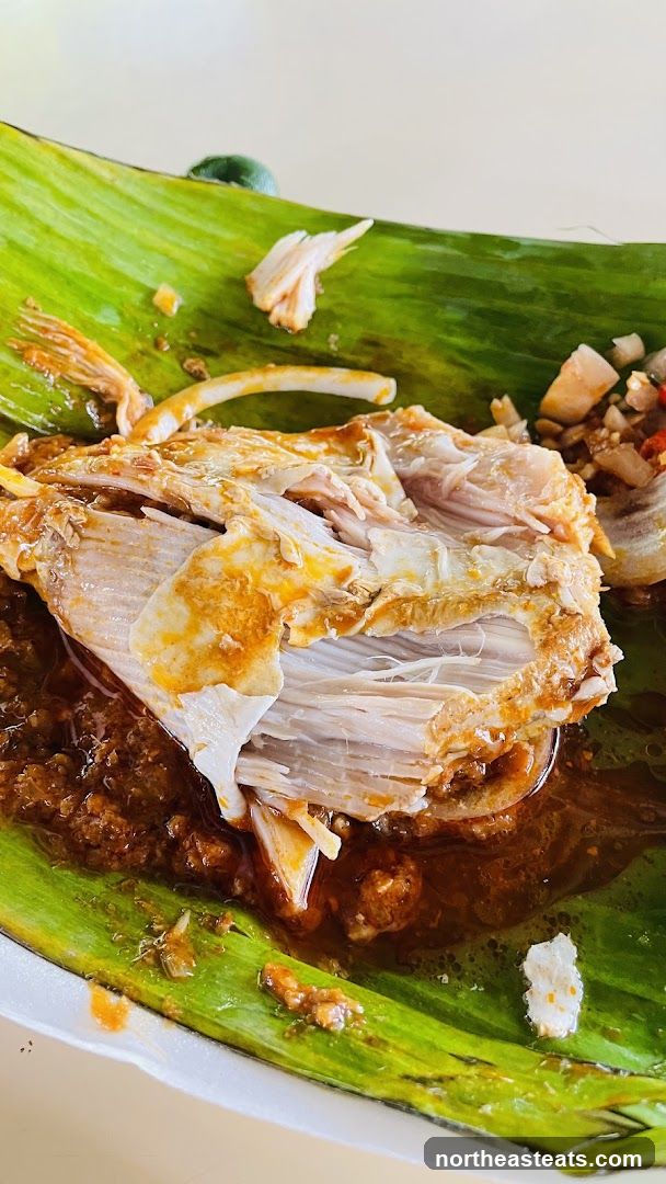 Shredded Meat with Sauce on Banana Leaf