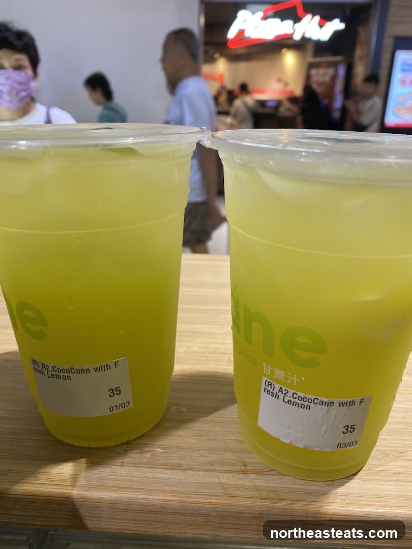 Two drinks with labels