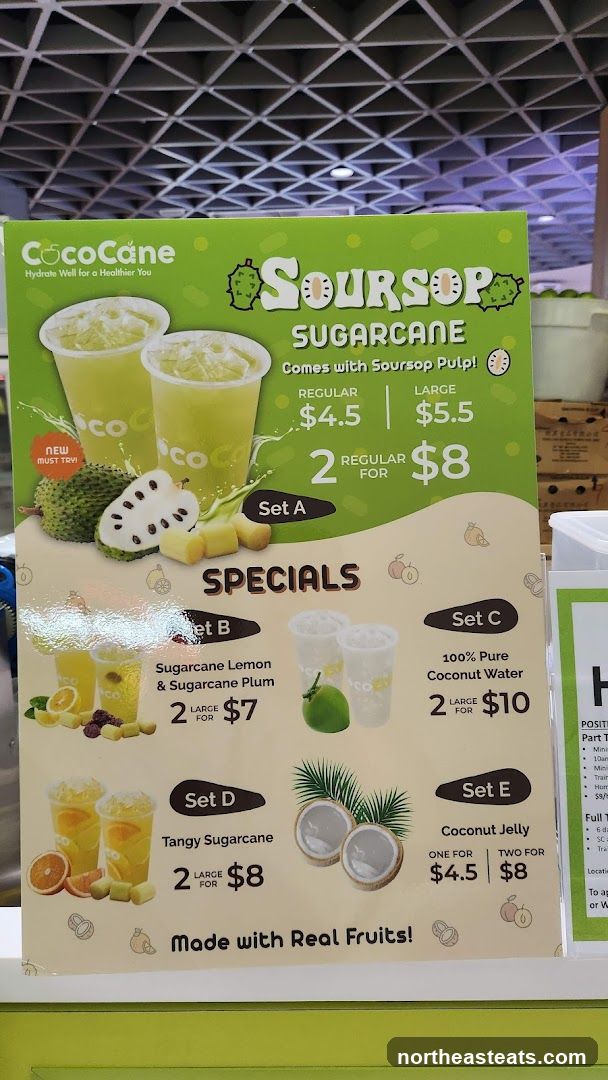 CocoCane Soursop Sugarcane Menu