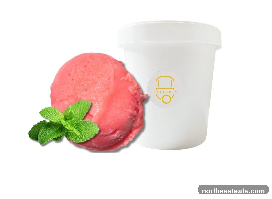 Strawberry Sorbet with Mint